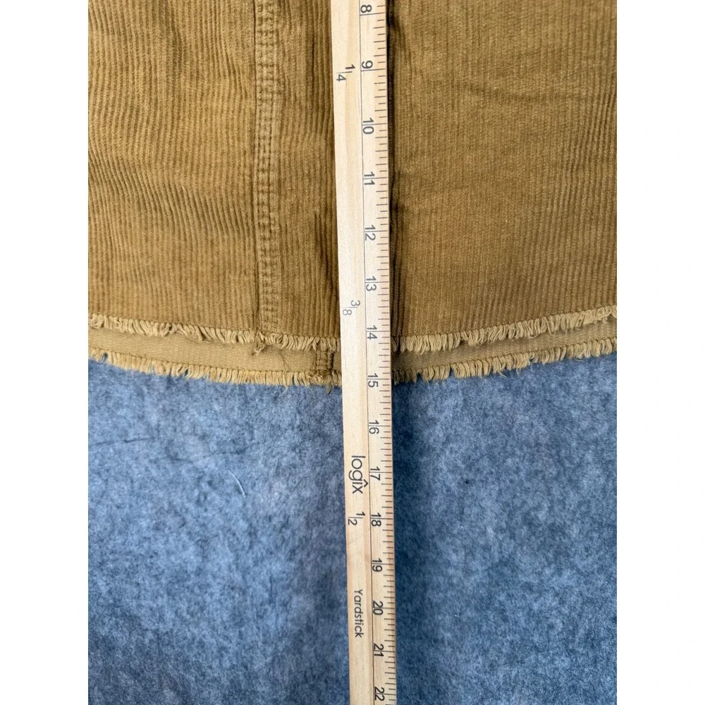 Sky and Sparrow Mustard Yellow Corduroy Mini Skirt Button Fly Frayed Hem Size 11